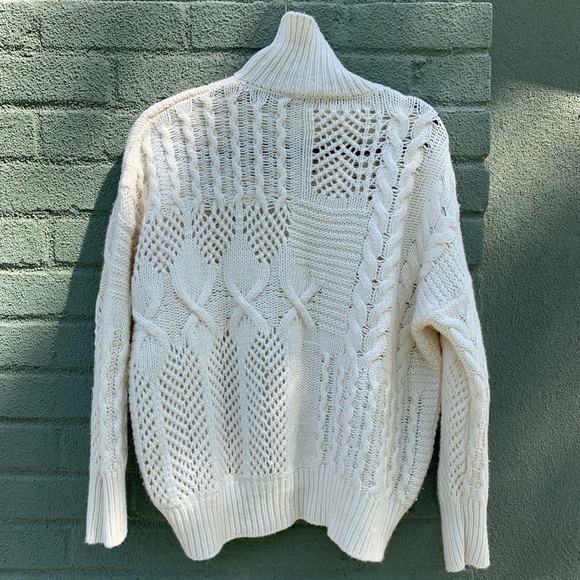 Athleta Wool Cashmere Cable Knit Sweater | Dreamy Cream  | Size Small - Picture 4 of 7